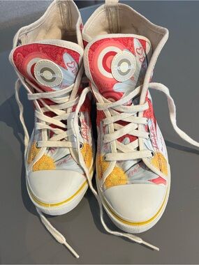 Desigual Women’s Pink, Yellow & Light Blue High-Top Sneakers